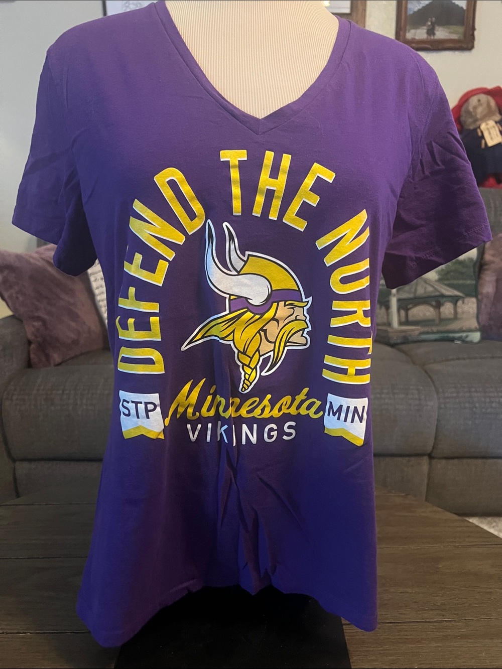 NFL Minnesota Vikings Purple Yellow 'Defend the North' Short Sleeve Tee